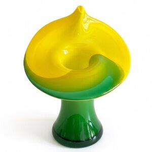 Murano Style Jack in the Pulpit Calla Lily Art Glass Vase Mid-Century 10.5” Tall